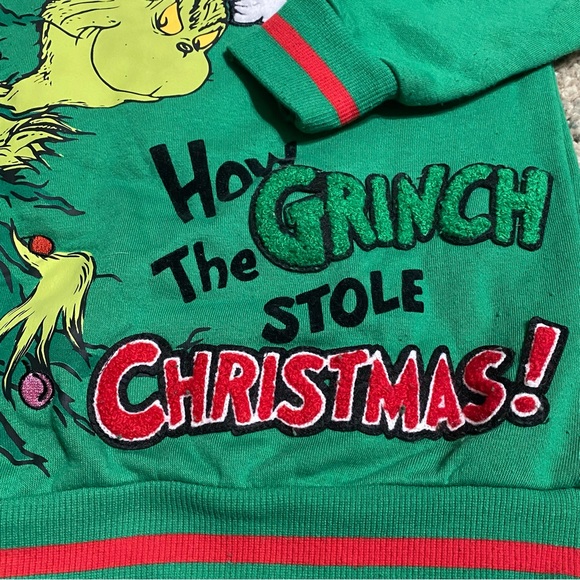 Dr. Seuss Green Grinch Christmas Sweatshirt Kids Size 8 - Picture 3 of 8